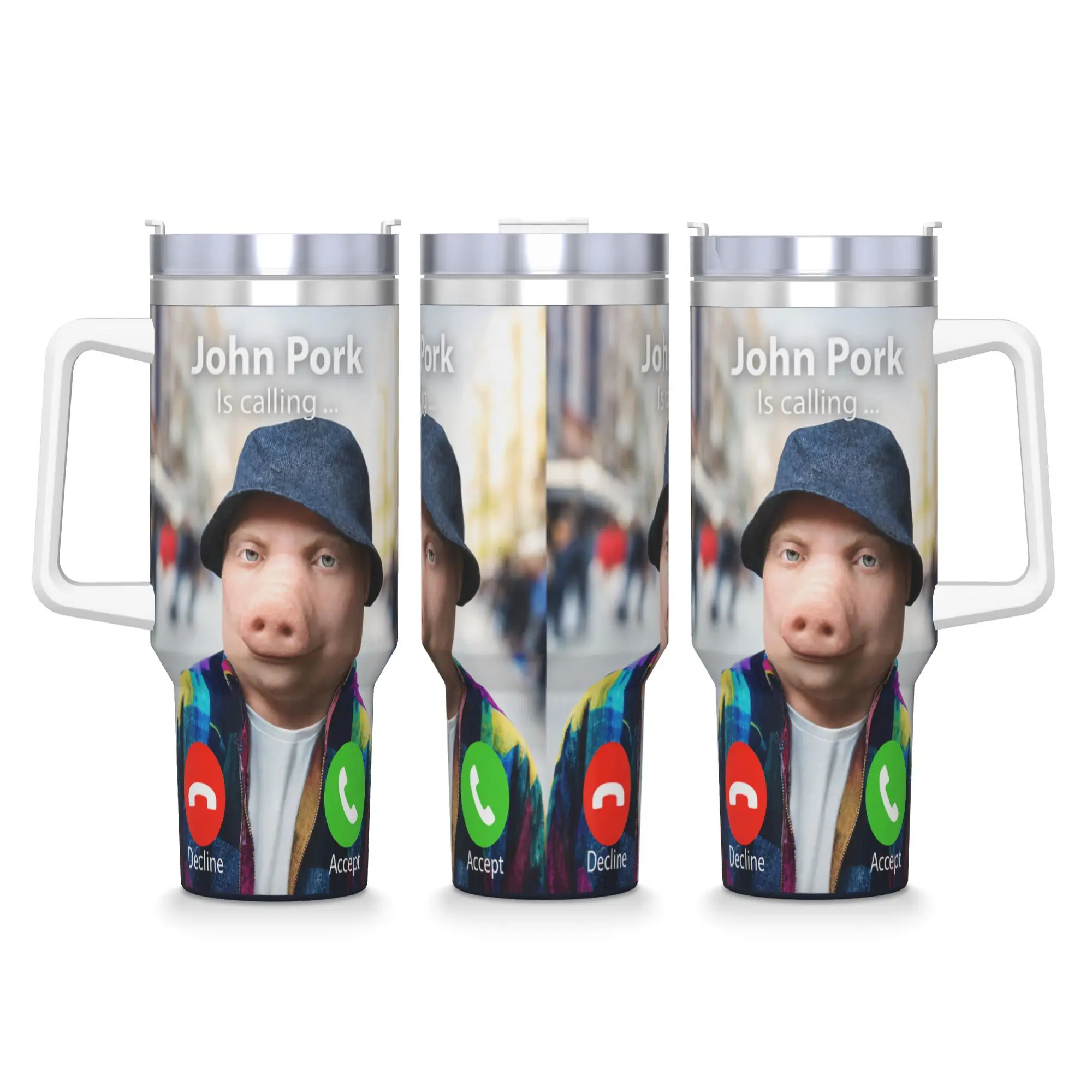 Stainless Steel Tumbler John Pork is Calling Funny Pig Meme Brainrot Mugs Cup Cold Drink Water Bottle Keep Heat Thermal Mug