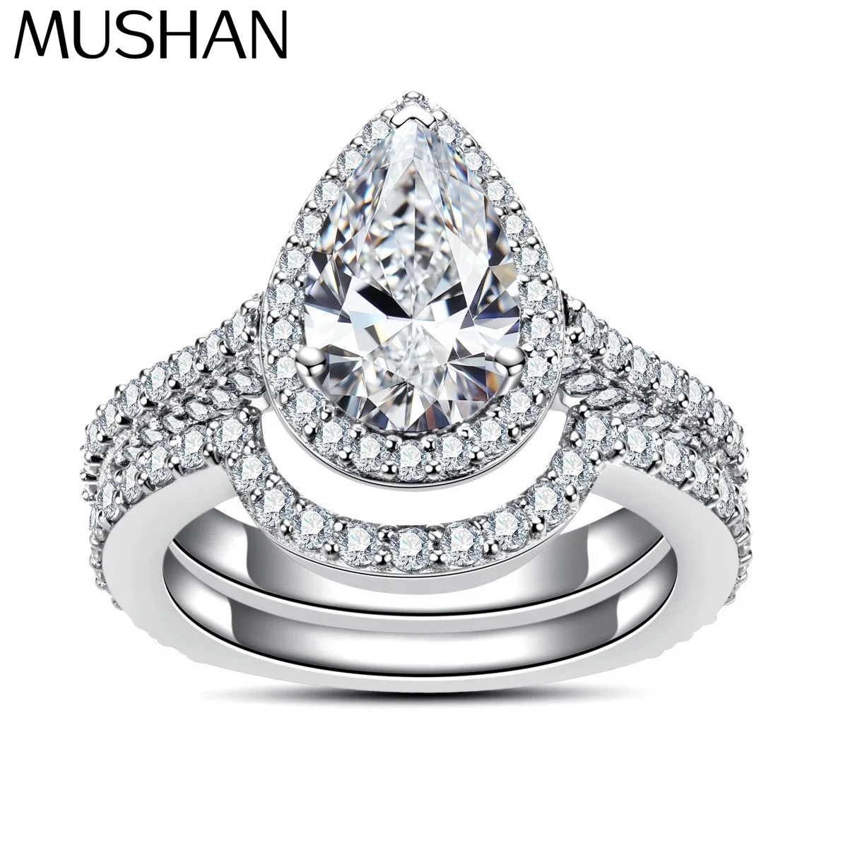 MuShan Luxury Jewelry 925 Sterling Silver Ring Moissanite Christmas Ring for Friend 18K Gold Plated MST Patent Fine Rings