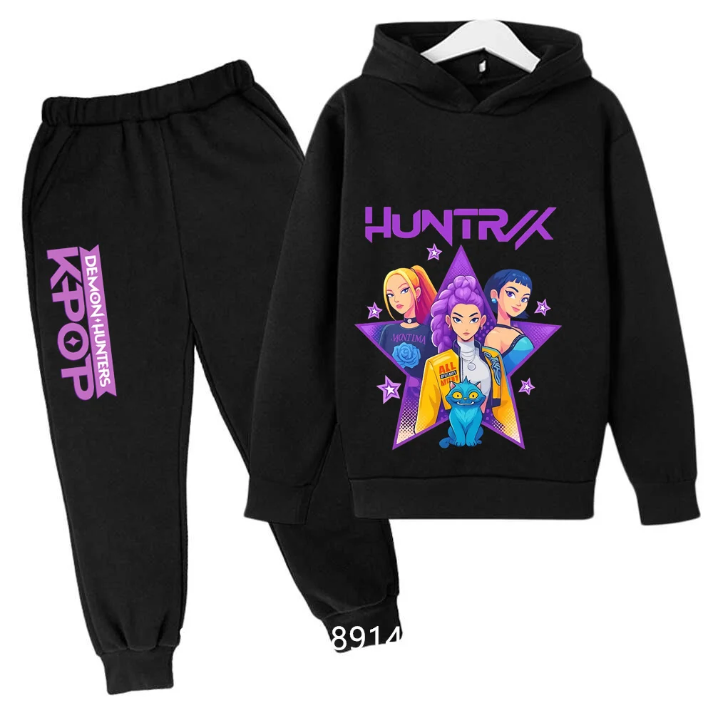 

Kid Cloth KPop Demon Hunters Children's Hoodie Set with Boys' Casual Sports Shirt and Two Tone Girls' Soft and Comfortable Pants