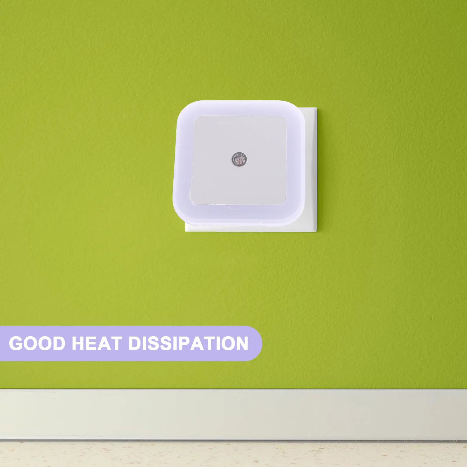 

LED Night Light with Square Ring Design Plug in Wall Night Light for Bedroom Bathroom Low Power Consumption White