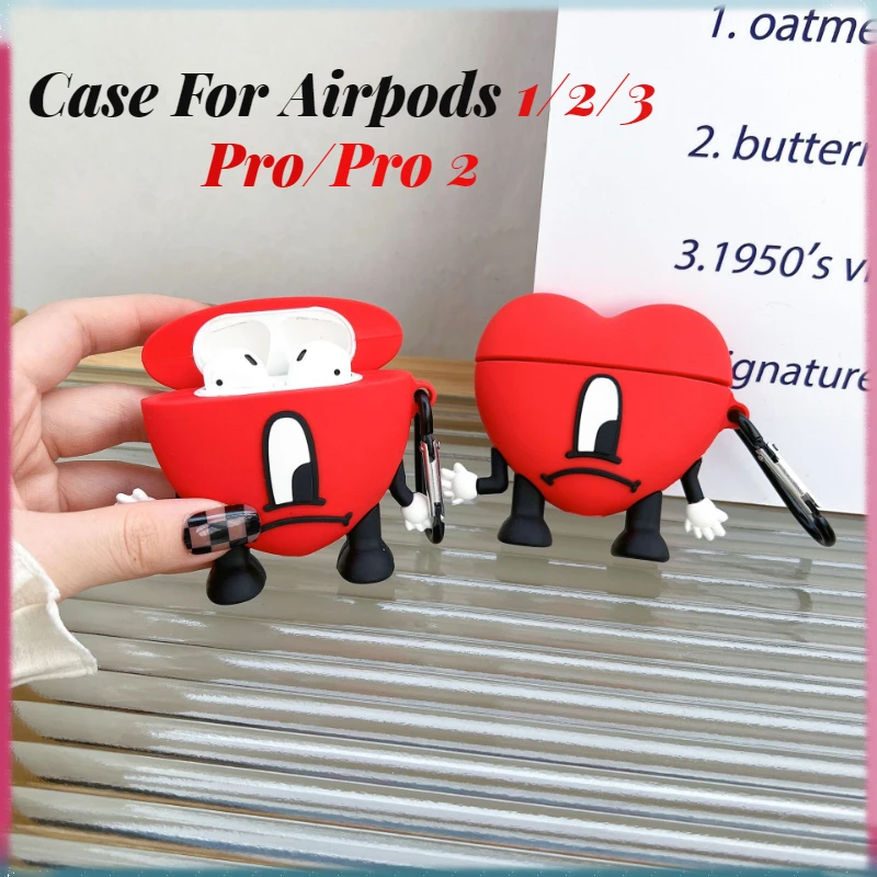 جراب كارتون أرنب سيء ثلاثي الأبعاد لطيف لسماعات Airpods ، غطاء حماية سماعة أذن لاسلكية بلوتوث ، جديد ، 1 ، 2 ، 3