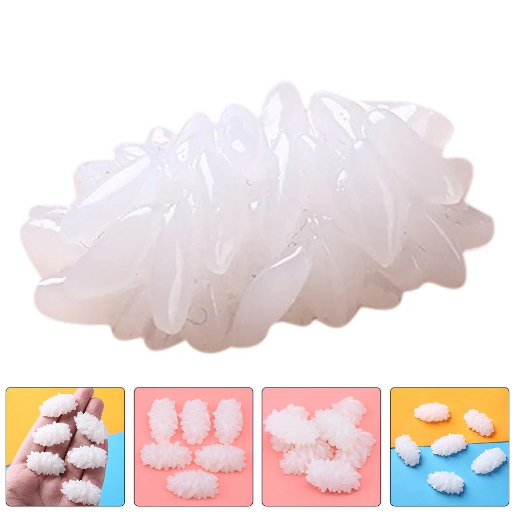 

20 Pcs Simulated Food Toy Rice Grains Fake Model Decors Realistic Epoxy Ornaments White