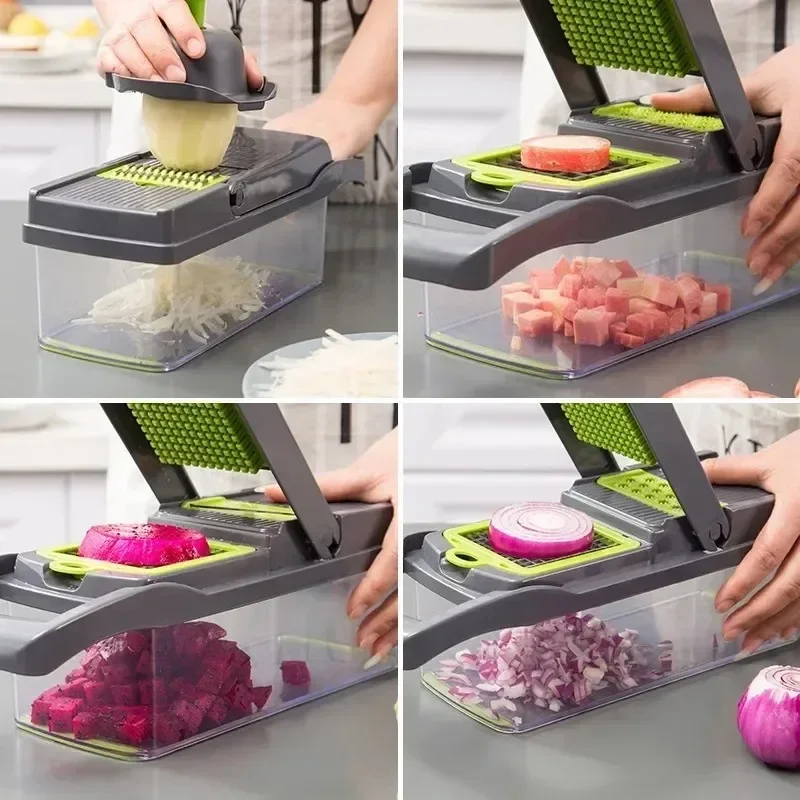 14/16 in 1 tritatutto multifunzionale per verdure manico griglia per alimenti tritatutto per alimenti affettatrice per verdure Dicer Cut Kitchen