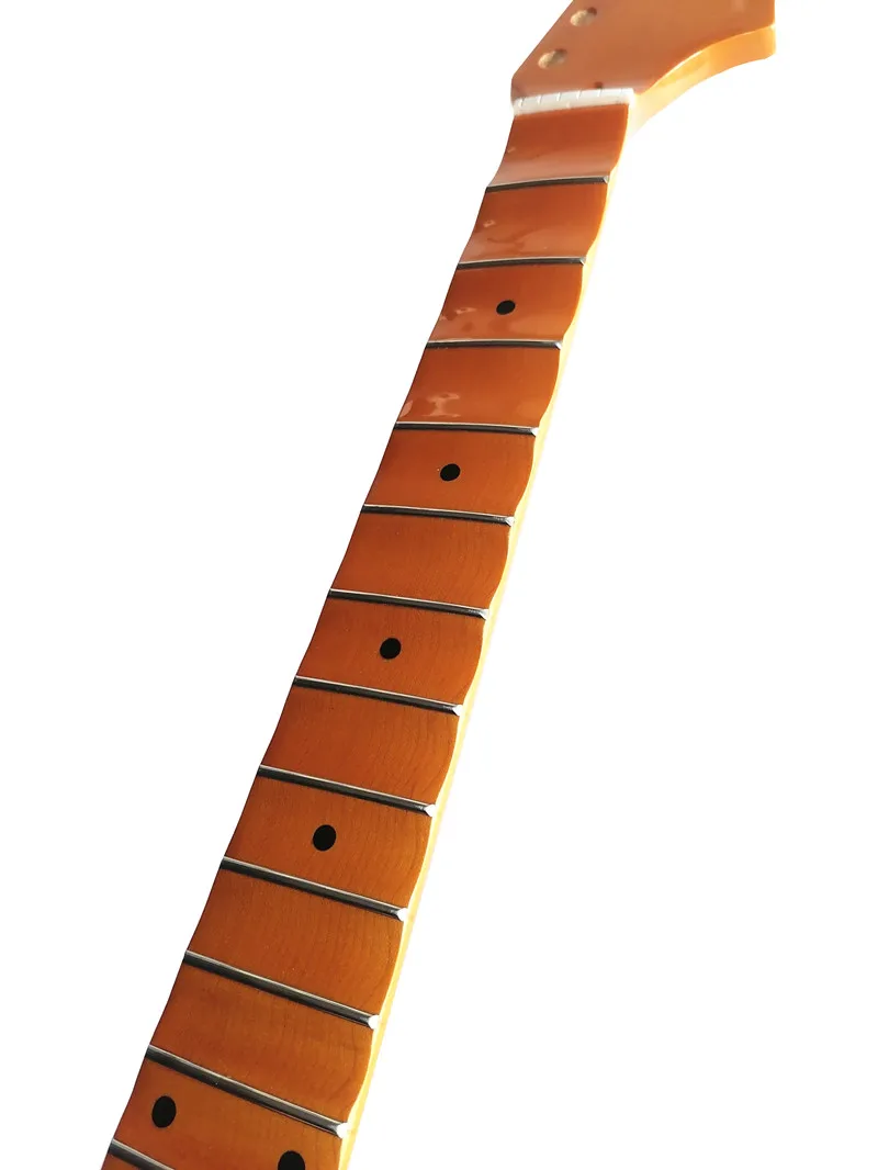 22 Frets Big Headstock Yellow Inlay Dots Scalloped Fingerboard Electric Guitar Neck Musical Instruments Accessories