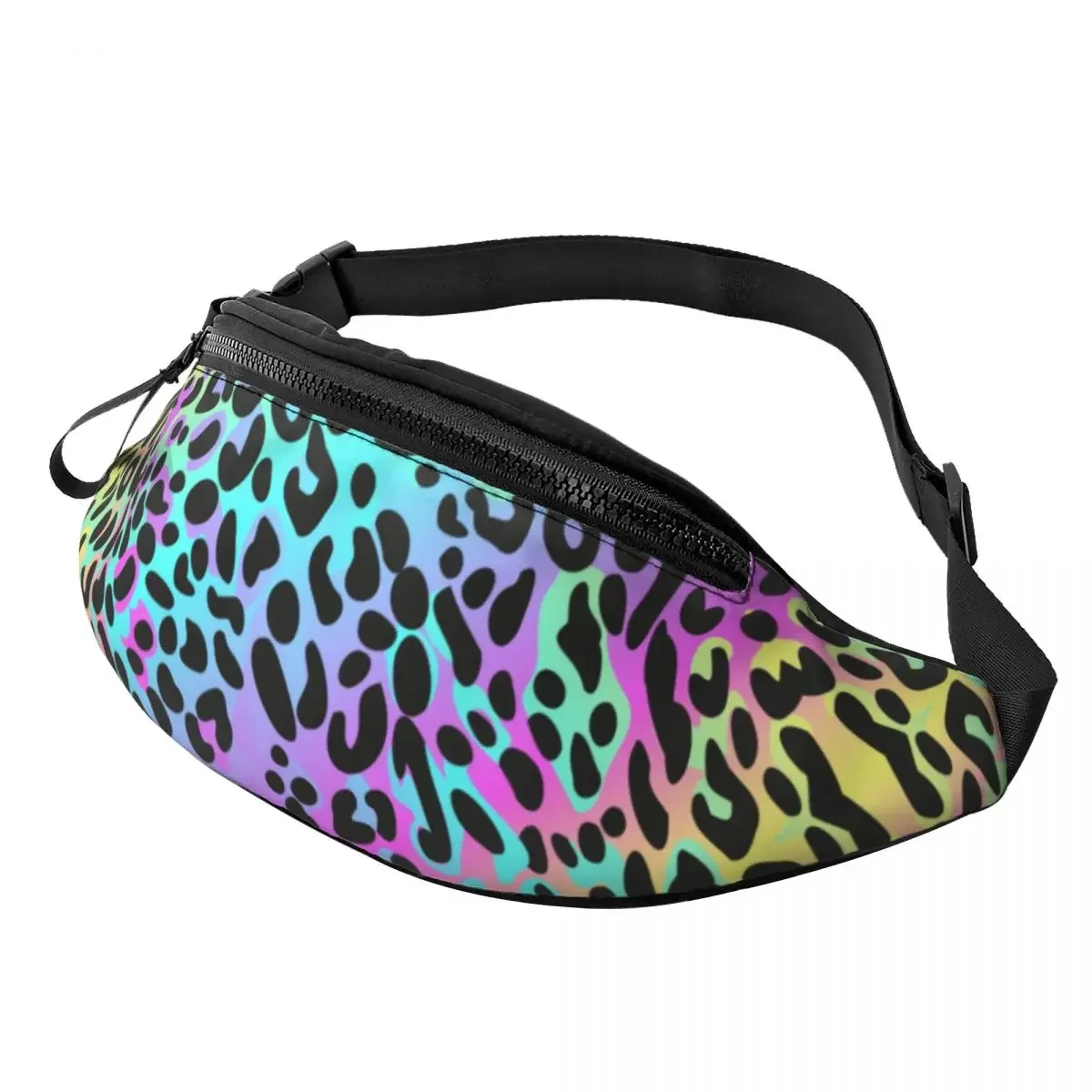 

Custom Casual Neon Leopard Print Fanny Pack for Running Women Men Cheetah Pattern Crossbody Waist Bag Phone Money Pouch