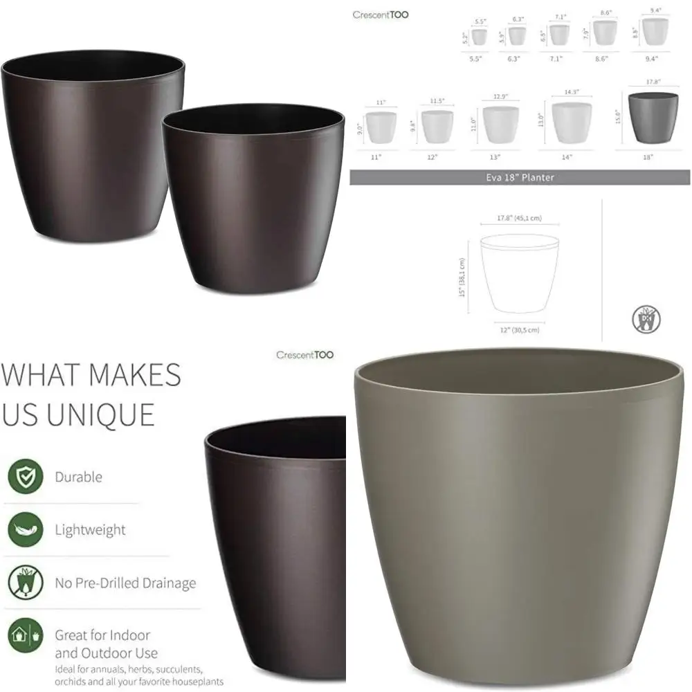 مجموعة أواني نباتات بنية حديثة مكونة من قطعتين - مزارعات داخلية بنية حلوى لزنابق السلام ونباتات الصبار والنباتات المنزلية الأخرى