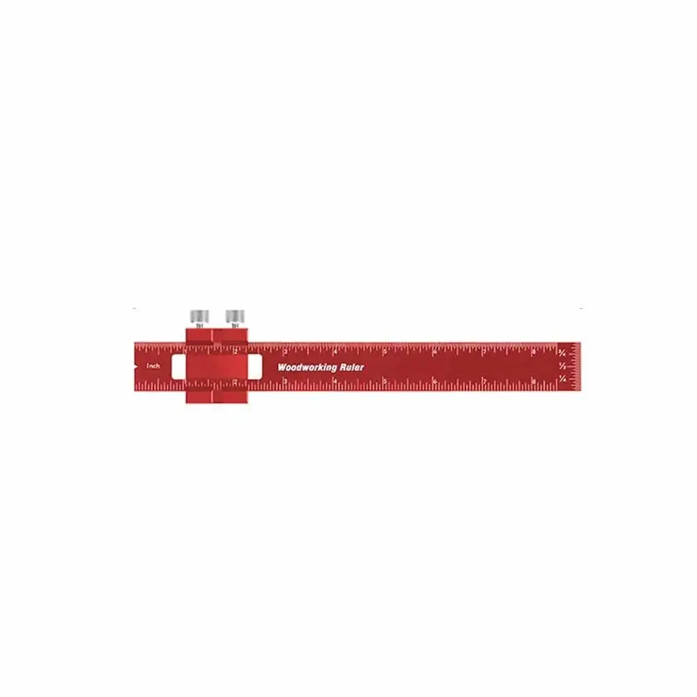 T-Type Precision Pocket Ruler W/ Slide Stop Aluminum alloy Scribing Ruler Inch and Metric Measuring Marking Ruler
