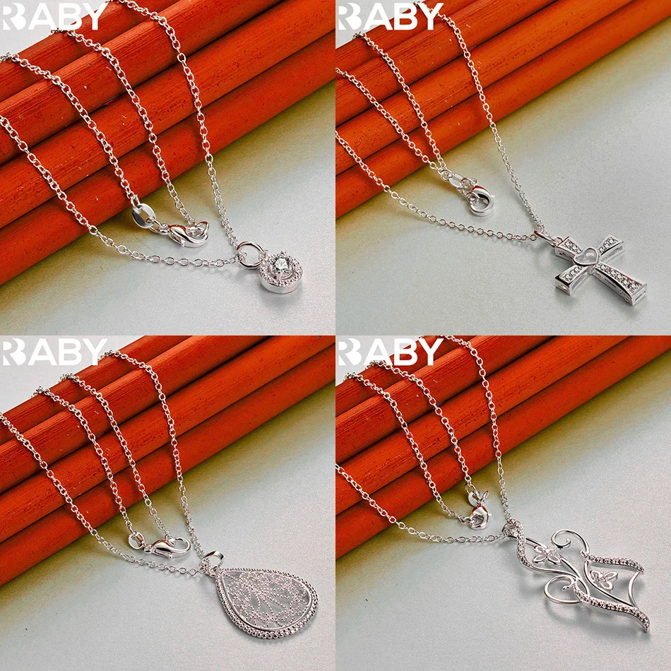 

URBABY 40-75cm 925 Sterling Silver Design Pendant Necklace For Women Men Charm Trend Birthday Gifts Fashion Party Fine Jewelry