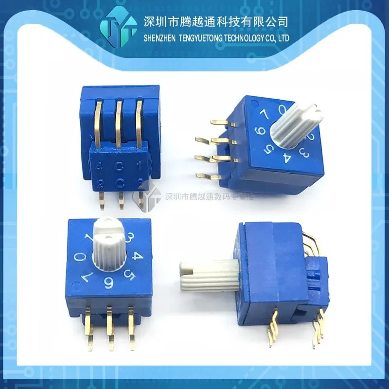 5PCS/lot 0-7 Rotary Encoding Switch 8-bit PCB Vertical 8421C DIP Switch 3:3 with Handle 7MM Pitch 5.08MM