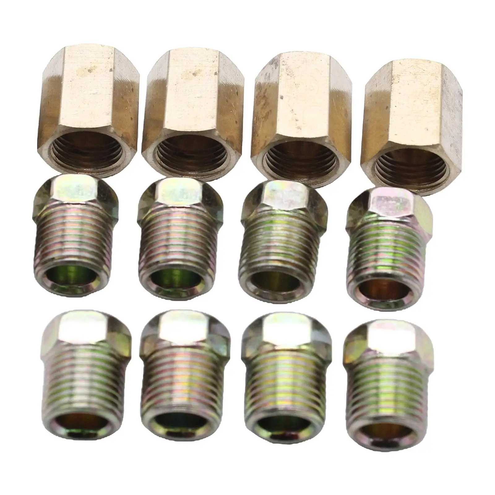 1/4 inch Brake Line Connector Fittings Brass Unions 7/16-24 Inverted Motors Parts