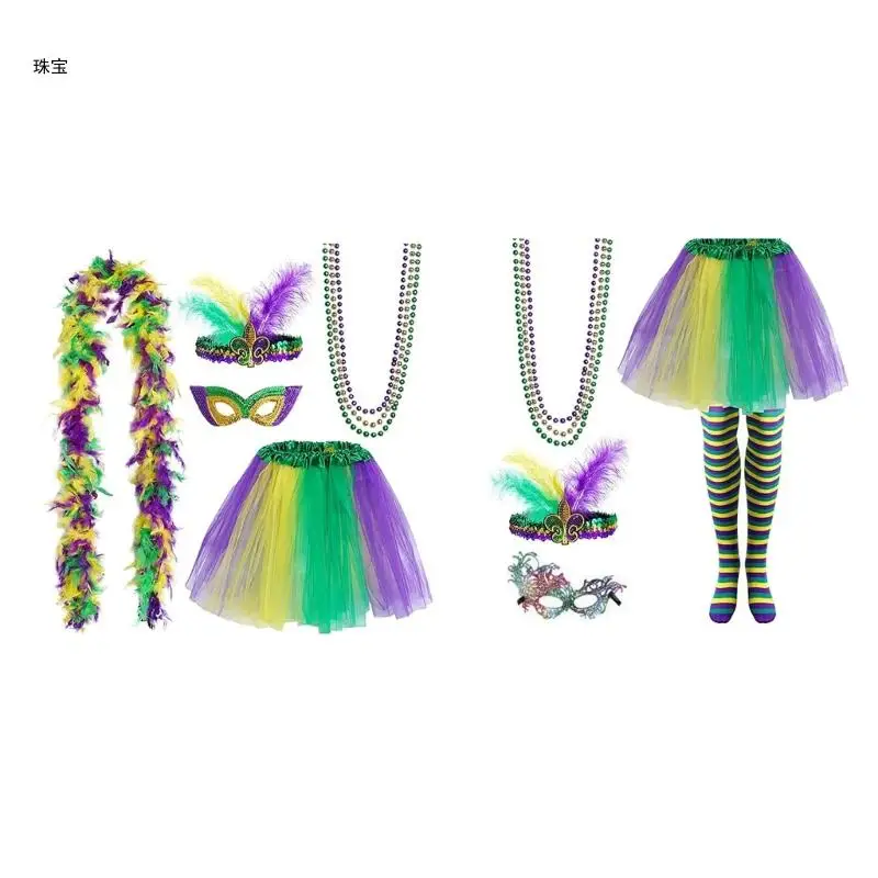 X5QE LasVegas FatTuesday Decorations Carnival Party Costume Mardi Gras Accessories