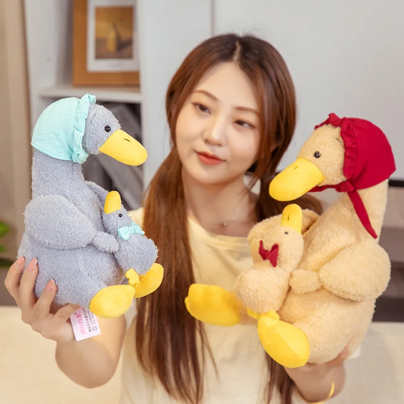 Kawaii Simulation DUCK Plush Toys Stuffed Animal Doll Pillow Soft Mom Carry Baby Kids Infant Girls Toys Birthday Gift Home Decor