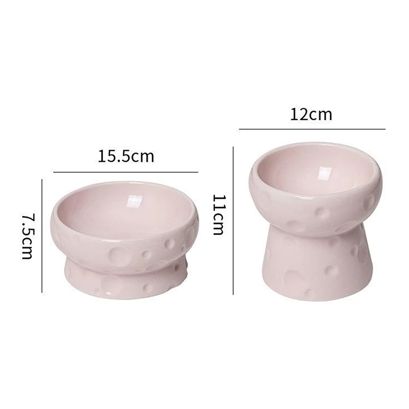 وعاء سيراميك للقطط بتصميم الجبن وعاء طعام للقطط طبق ماء طبق للوجبات الخفيفة عيار كبير مضاد للطرف مع حامل لحماية الرقبة