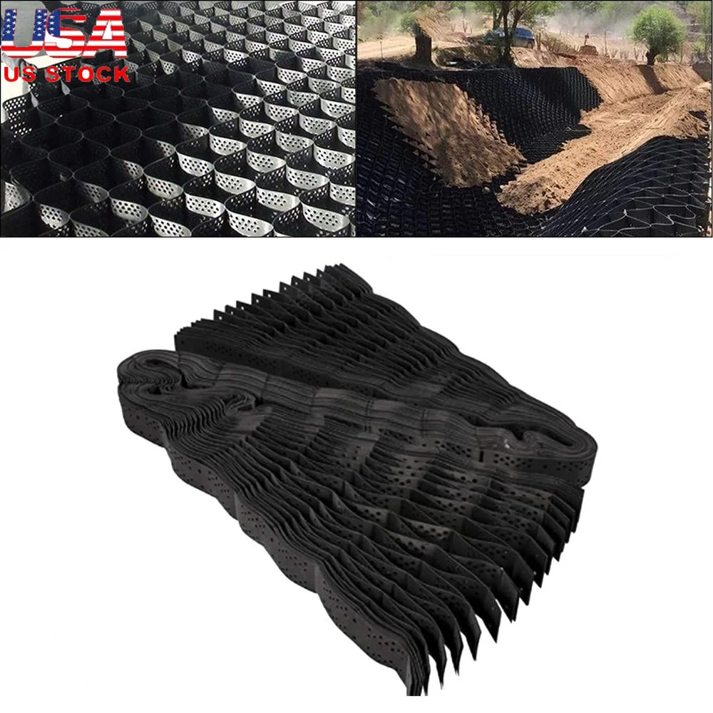 Grade estabilizadora de cascalho geogrid dobrável, grade de solo grossa de 2 polegadas, 9x17 pés, polietileno de alta densidade, resistente à erosão