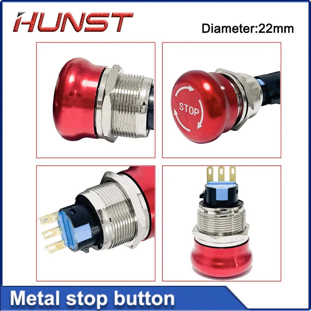 HUNST 금속 비상 정지 푸시 버튼 스위치 직경 22mm 전기 장비 비상 정지 버튼 방수
