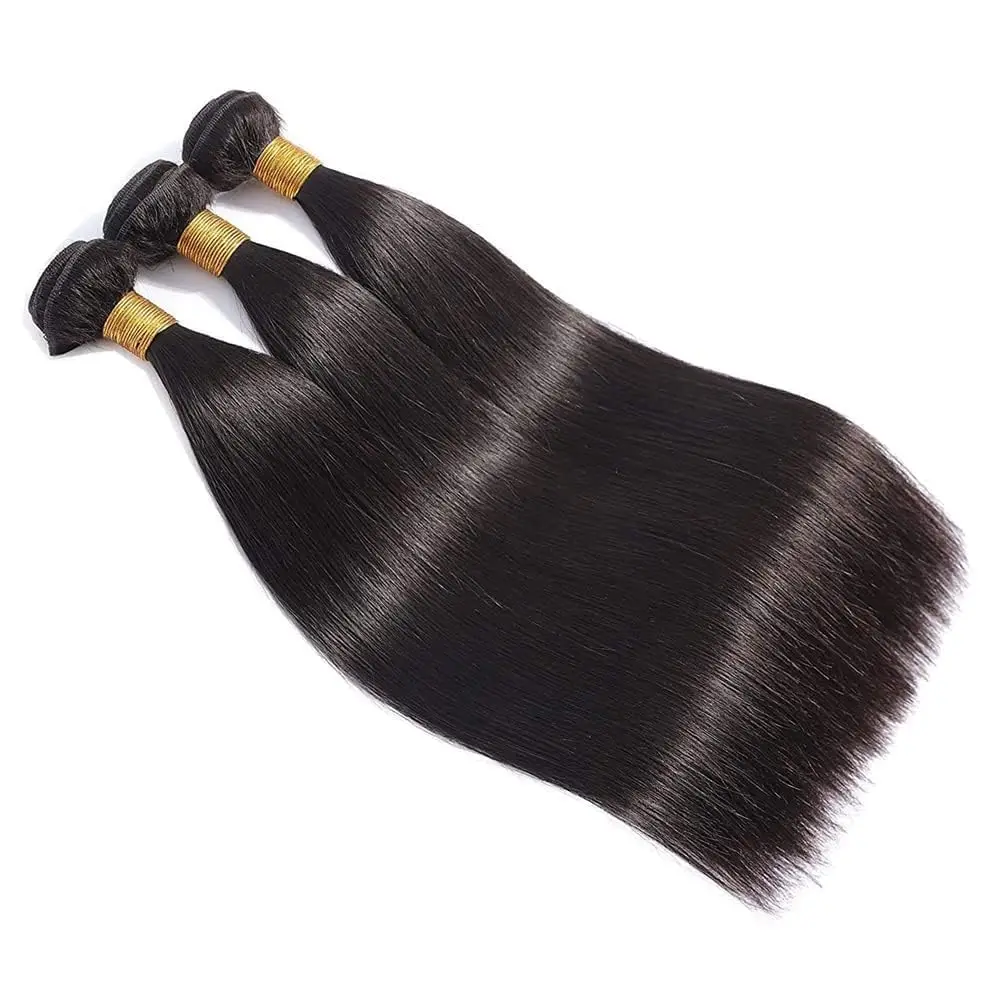 Bundles de cheveux humains raides, Bundles de cheveux humains Trippy, 100% cheveux brésiliens bruts non transformés, 14 ", 14"