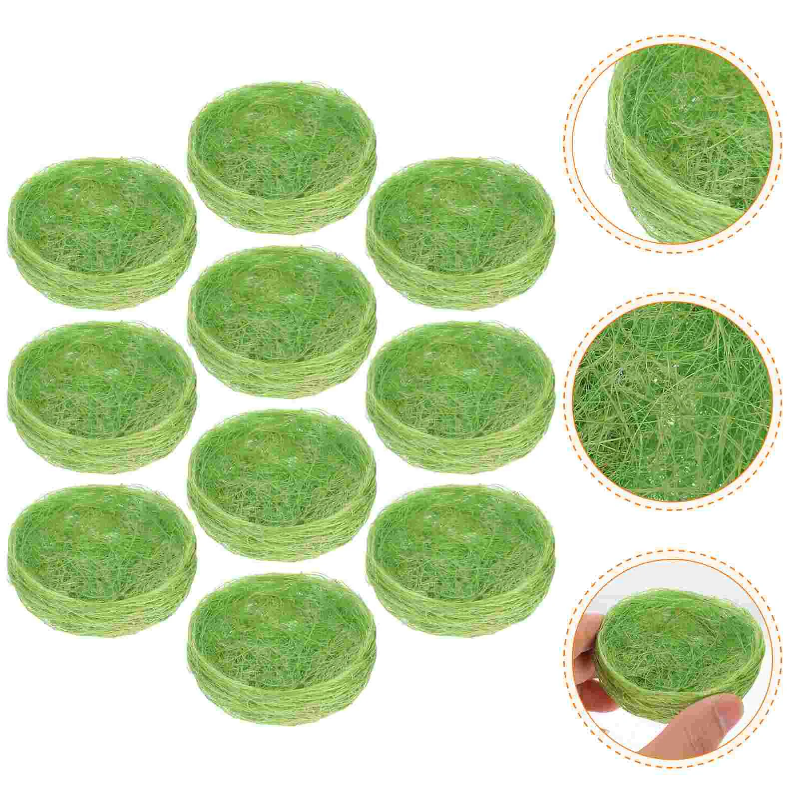 

10 Pcs 7CM Artificial Bird Nests for Garden Decor Rustic Handmade Wicker Simulated Houses Easter Party Craft Supplies Safe
