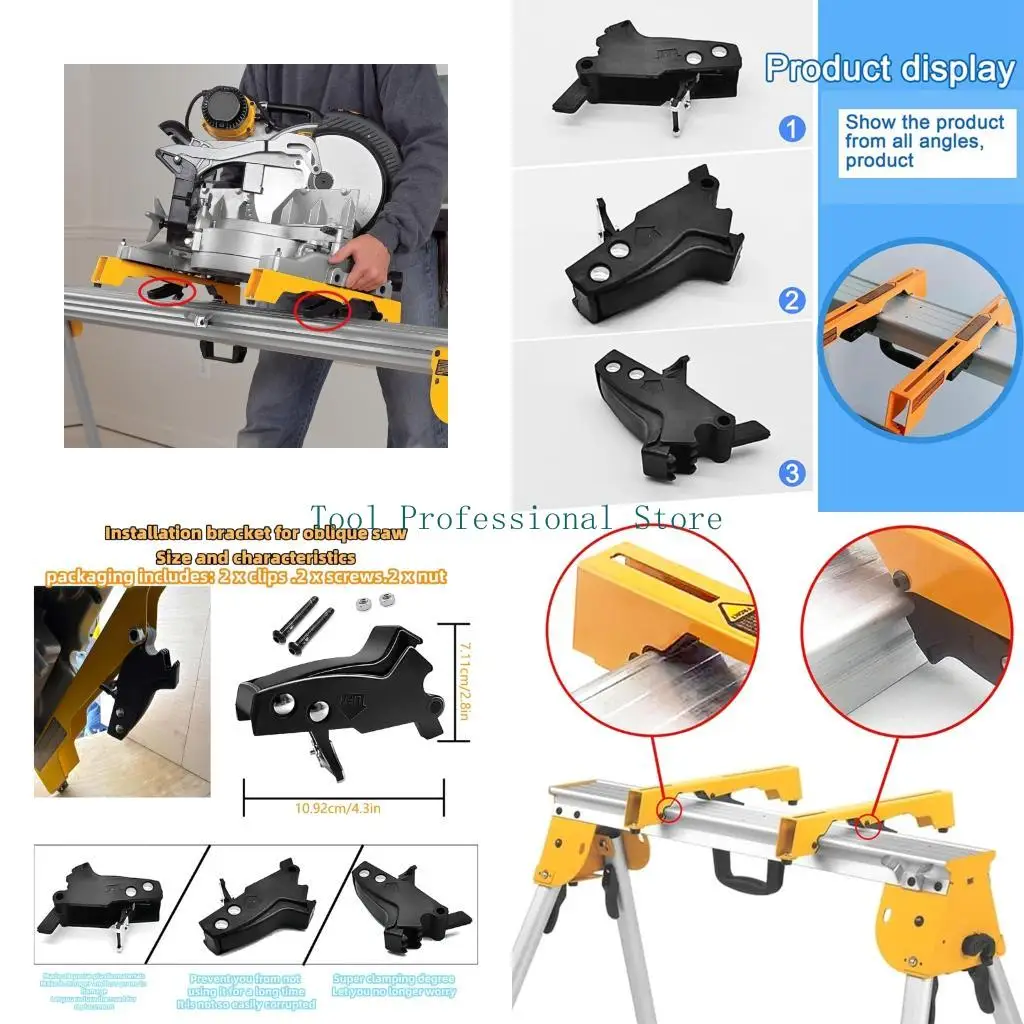 

57QF Pack of 2 Clamps for Multiple Model Miter Sawer Stands Mounting Brackets Replacement Power Tool Accessories