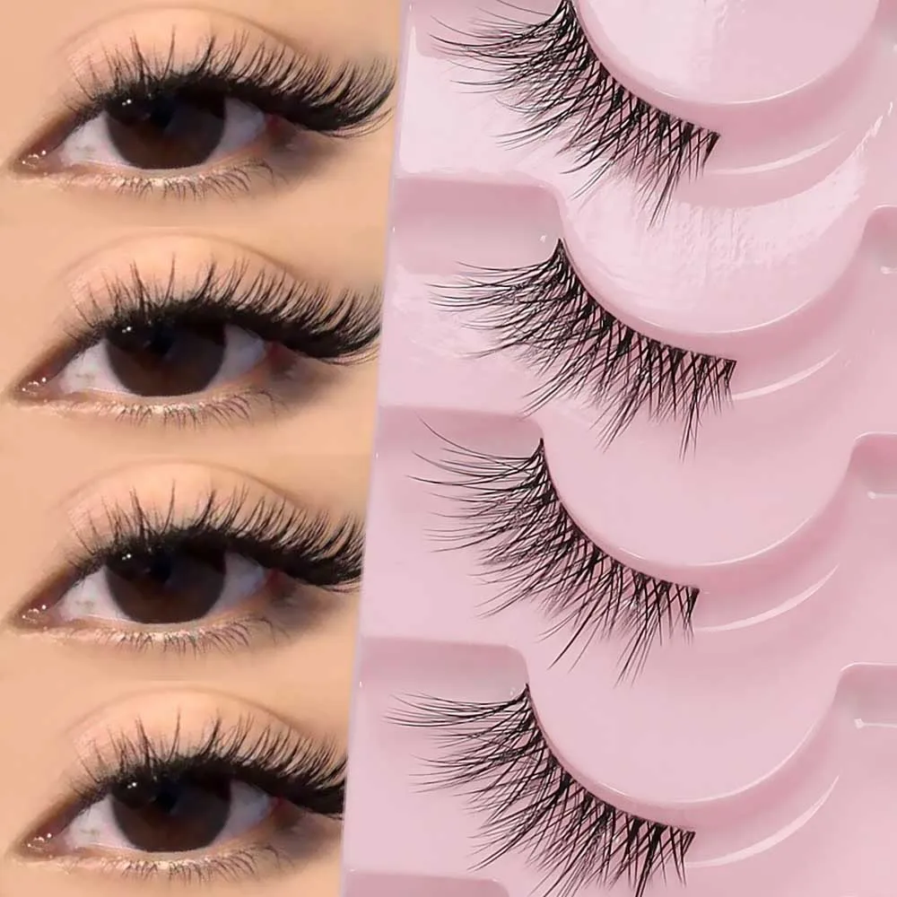 7 paar valse wimpers in vosstijl, donzige wimpers, gemengd ras, natuurlijk en dik, gesimuleerde 3D-cartoonwimpers