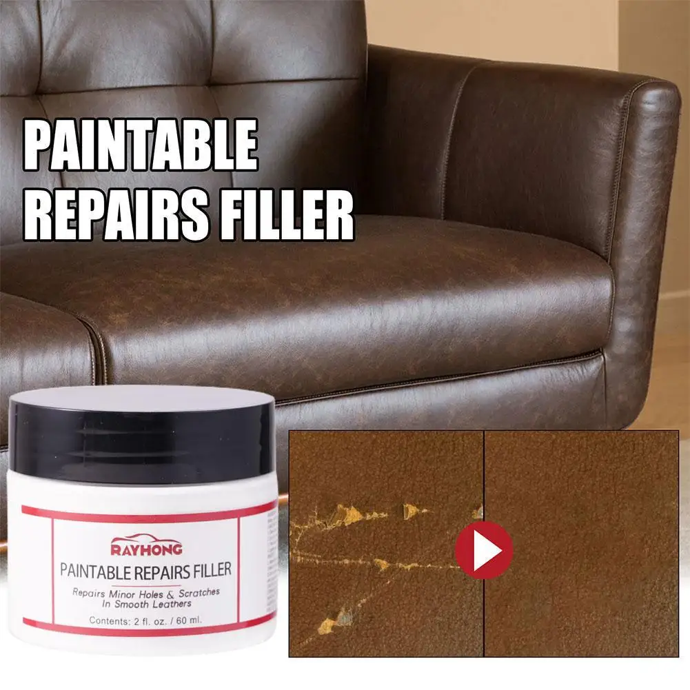 60ml Car Home Leather Filler Repair Cream Leather Filling Paste Crack Restoration Holes Refurbishing Leather Burns Tears