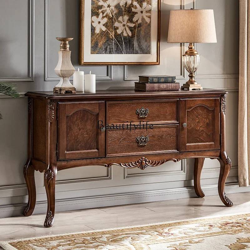 

09 American Style Solid Wood Entryway Cabinet Living Room Sideboard Storage Table