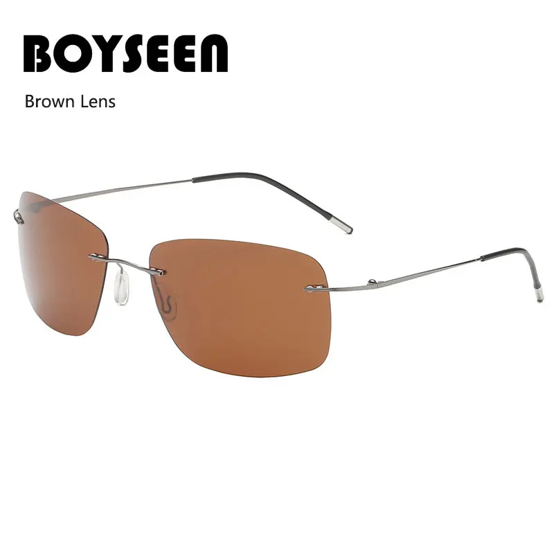 Titanium Frameless Polarized Sunglasses Driver Driving Night Vision Goggle Folding Ultra Light Color Film Titanium Sunglasses