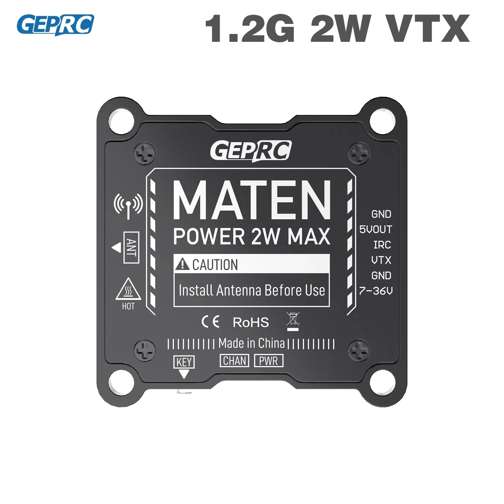 

GEPRC MATEN 1,2G 2 Вт VTX 25 МВт/2000 МВт VTX передатчик модуль передачи 1080 МГц-1360 МГц для FPV гоночного дрона дальнего действия