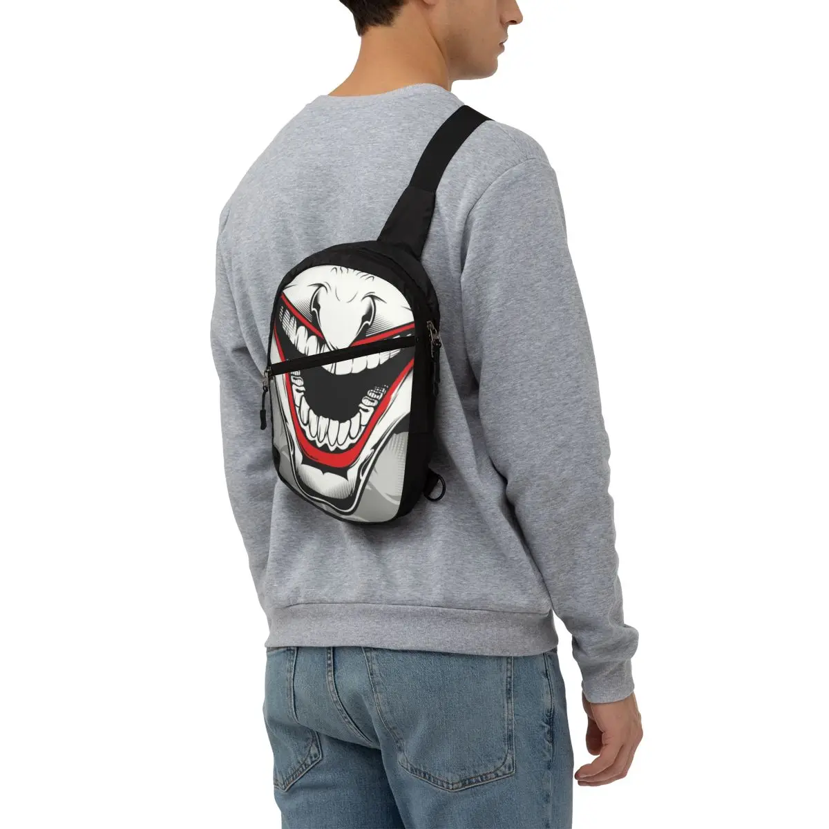 Personalized Horror Evil Clown Sling Bags Men Fashion Joker Shoulder Crossbody Chest Backpack Traveling Daypack