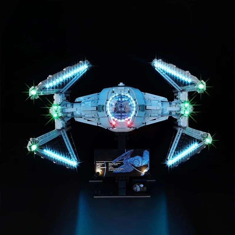 مجموعة إضاءة LED بدون نموذج مناسبة لـ LEGO Star War TIE Interceptor 75382 (باستثناء مكعبات البناء)