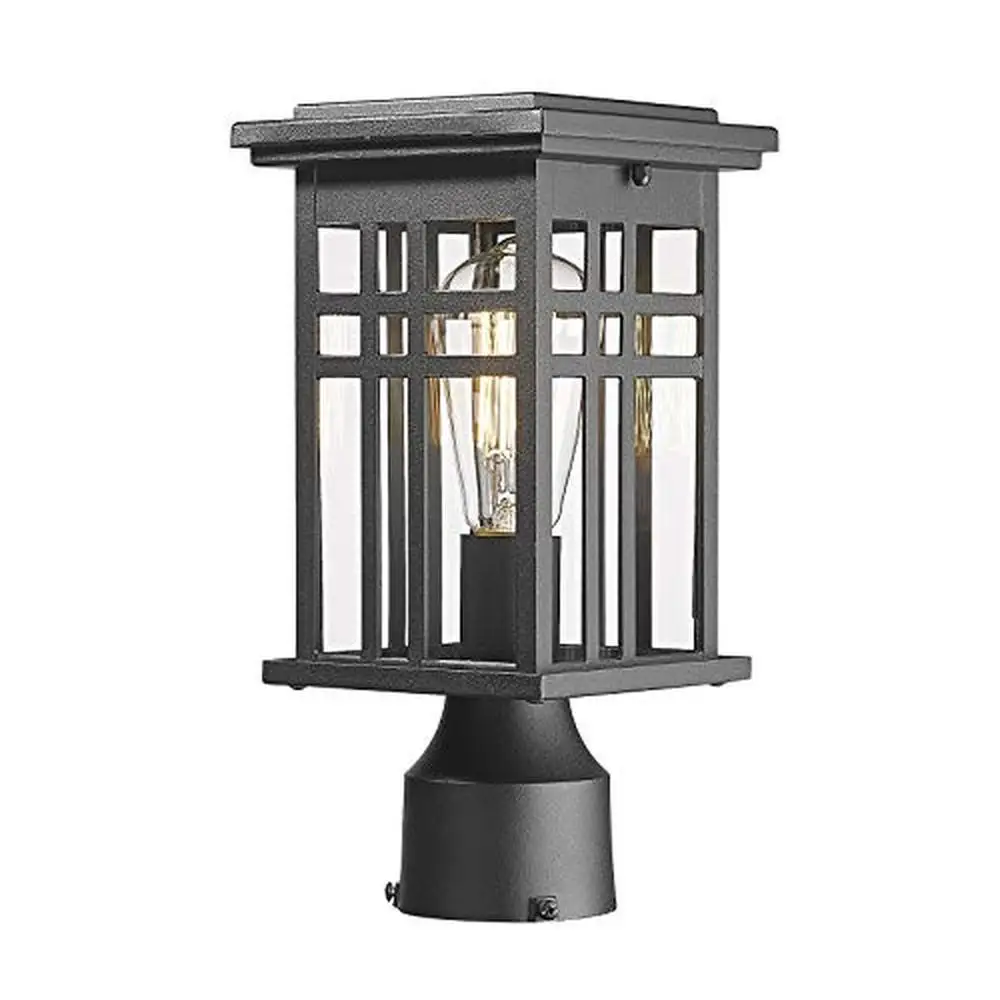

Outdoor Industrial Post Lantern Waterproof Pole Light Clear Glass Matte Black Finish UL Listed Pole Lantern Garage Patio Garden