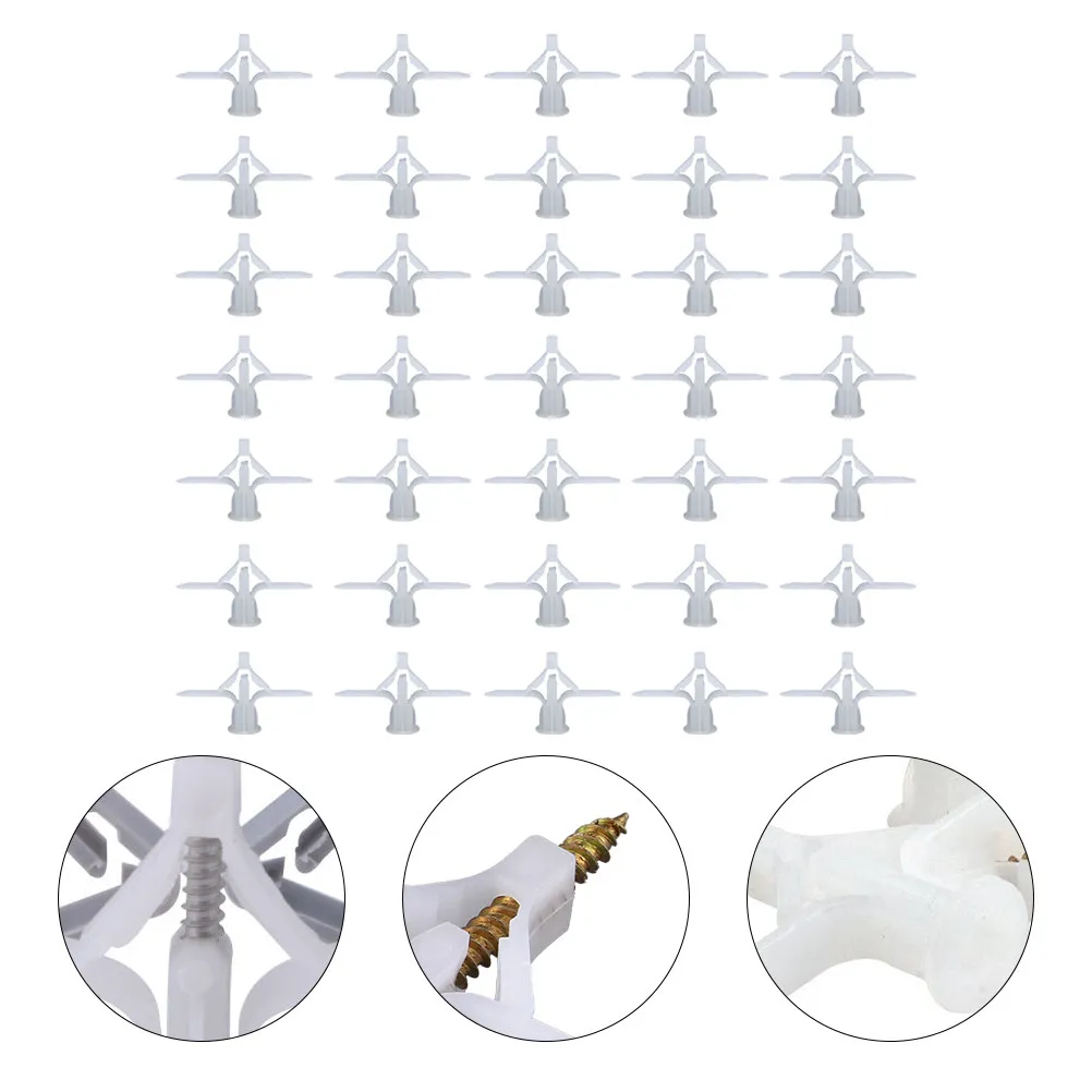 

250Pcs Aircraft Type Gypsum Board Expansion Tube Hollow Bulge Plug White M8x38 Sturdy Plasterboard Fastener Accessories