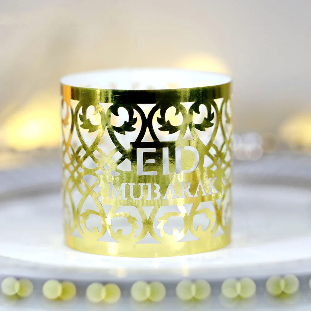 25 Stück Eid Mubarak Serviettenringe Gold Silber Ramadan Serviettenhalter Muslimische Eid-Party Tischdekoration Ramadan-Dekoration 2026