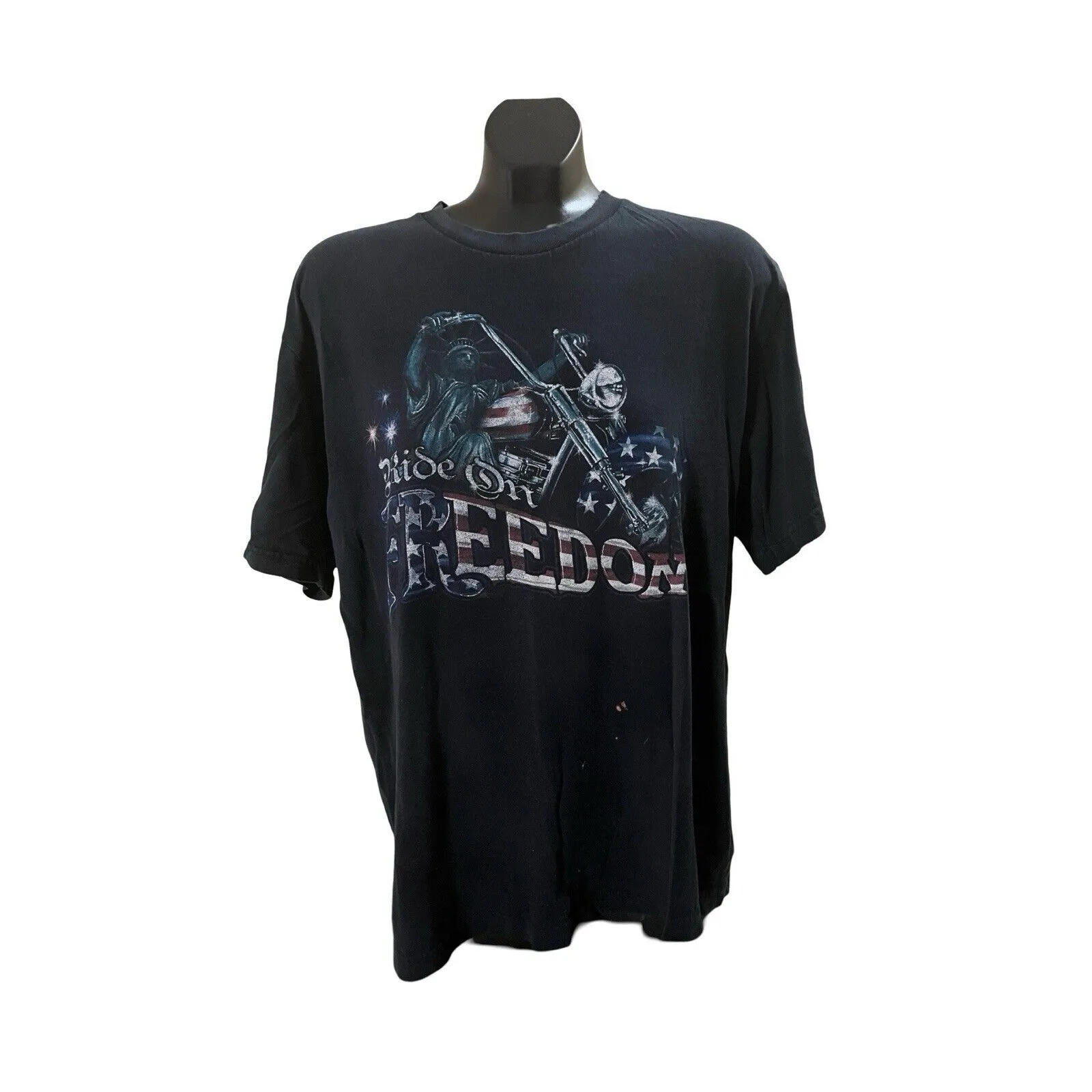 Distressed Skeleton Rider “Ride On Freedom” Graphic T-Shirt