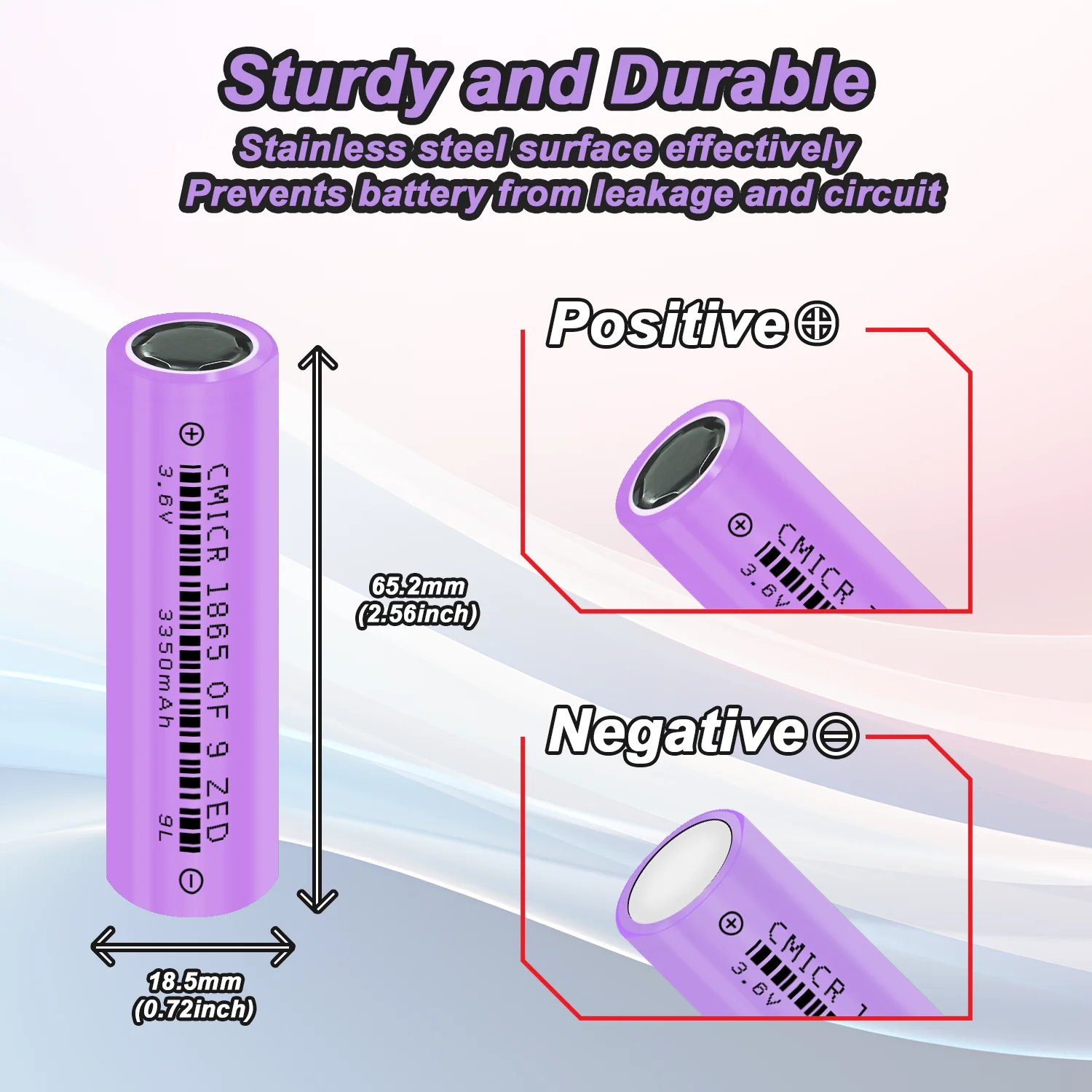 New 18650 3350mAh Lithium-Ion Rechargeable Battery Grade A 1200+ Cycle Life for Power Bank Torch Bicycle No Tax&Vat