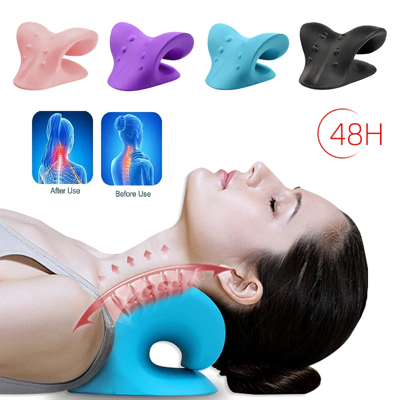 Neck Stretcher Cervical Spine Stretch Muscle Relaxation Traction Shoulder Stretcher Massage Pillow Relieve Pain Spine Correction