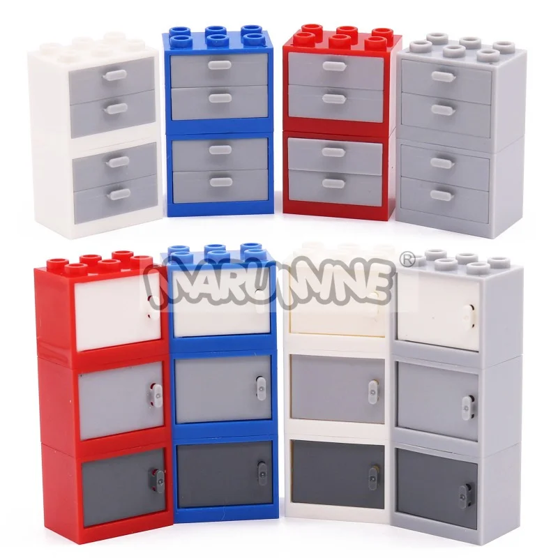 MARUMINE MOC City Street View Building Blocks Accessories 10PCS Cabinet Drawer Brick Model Parts Compatible with 92410 4533 4536