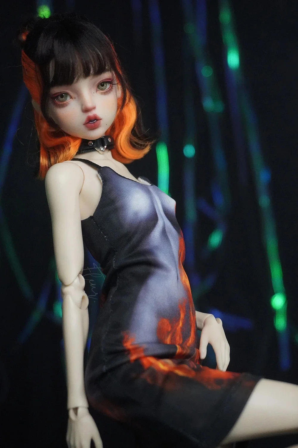 1/6 BJD Dolls Illusionary Art Printed Sling Mid Dress Tight Strap Hips Wrap Skirts for ob24 Specoal 6-point DOOARE Barbi Blyth - view 3