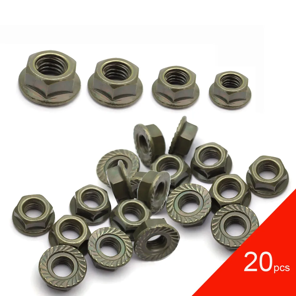 Motorcycle Scooter Hexagon Flange Nut Hexagonal Pad Anti-slip Nut Army Green M4 M5 M6 M8 M10