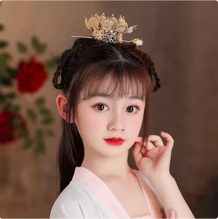 Alloy Lotus Crown Headdress for Women's Dynasty Ancient Style Hair Tie Hair Color Protection Performance