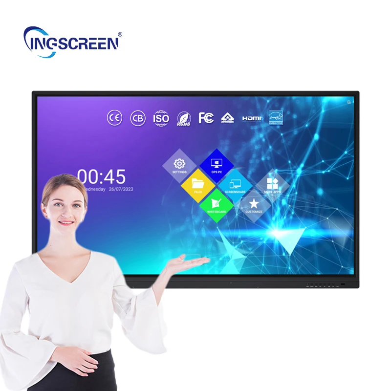

INGSCREEN 55 65 75 86 Inch Multi Touch Digital Smart TV Board With 120Hz Interactive Meeting Screen For School And Meeting