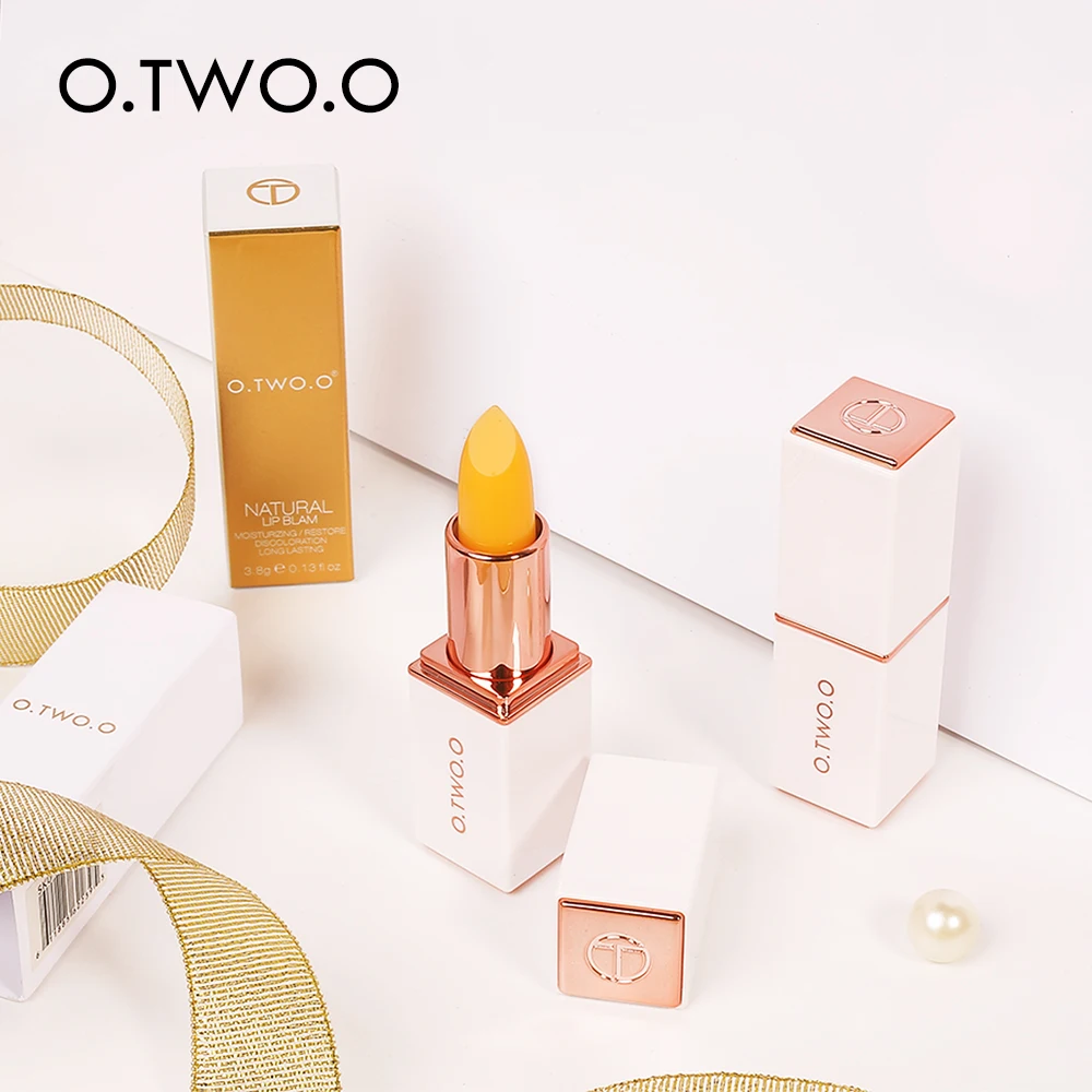 O.TWO.O Lip Balm Color Change Lipstick Natural Peach Lip Gloss Moisturizing Reducing Lip Lines Jelly Plump Lip Care Cosmetics