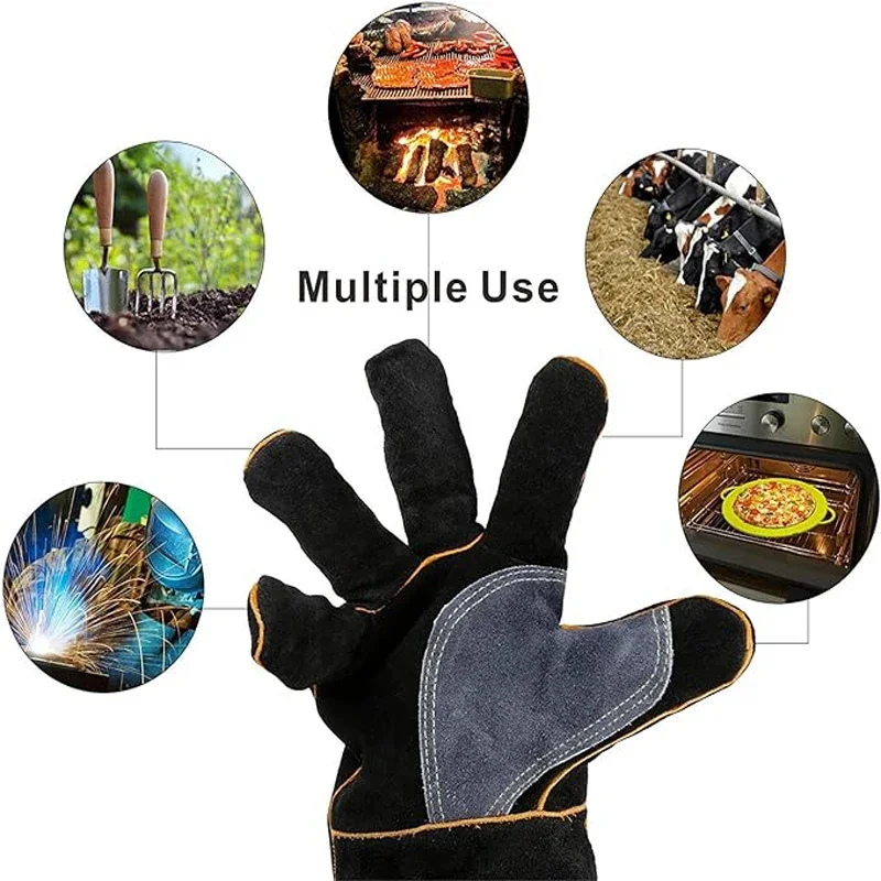 Yanmaz Tig/Mig kaynakçı kaynak eldivenleri, ısıya dayanıklı fırın eldivenler, ısı yalıtımı barbekü eldivenleri guantes para trabajo hombre