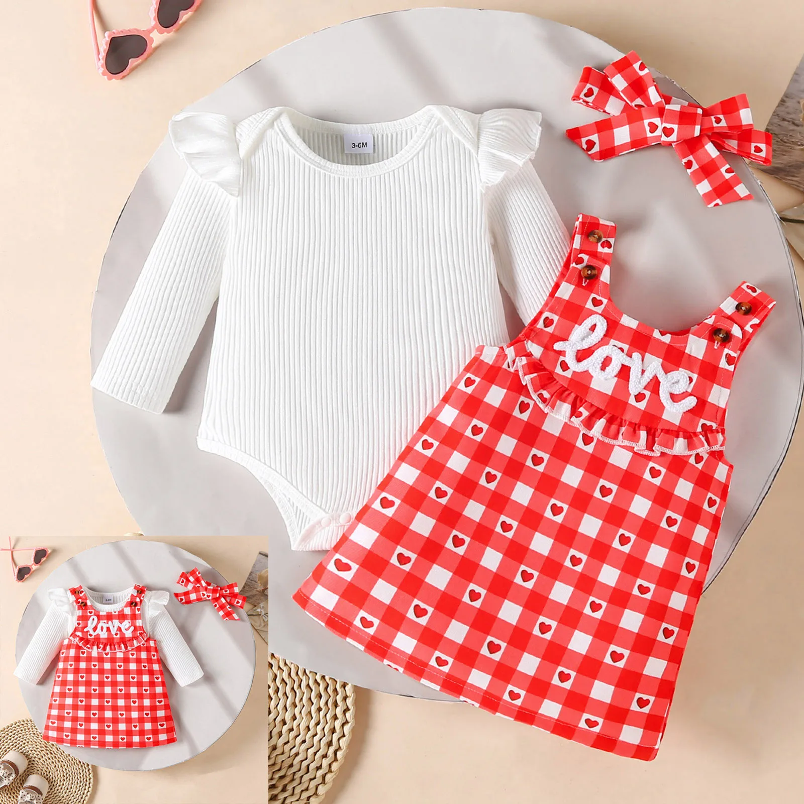 

Long Sleeve Tops Sets Little Girls Shirts Baby Girl Set Plaid Suspender Skirt And Headband Spring Fall Preemie Baby Girl Clothes