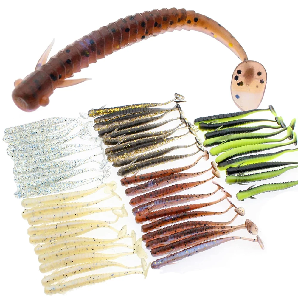 10Pcs Loach Soft Baits Lifelike Plastic Fishing Lures Paddle Tail 75mm/2g Worms Swimbaits for Bass Texas Rigs Trout Crawfish