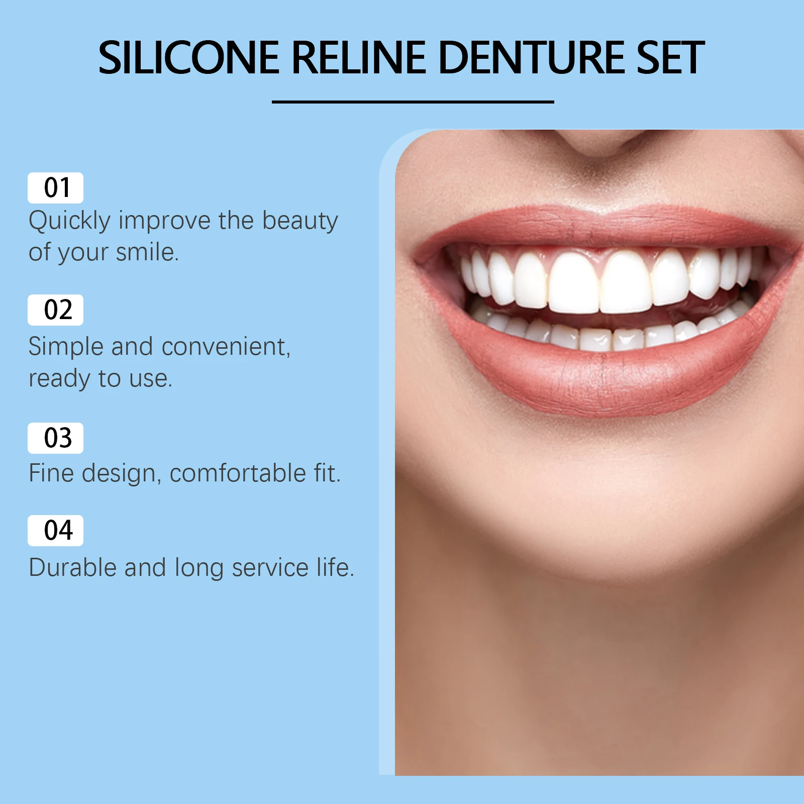 

Soft Silicone Dentures Full Set Over Gums Durable Prevent Shedding Improve Irregular Teeth Enhance Confidence Fake Dental Kit