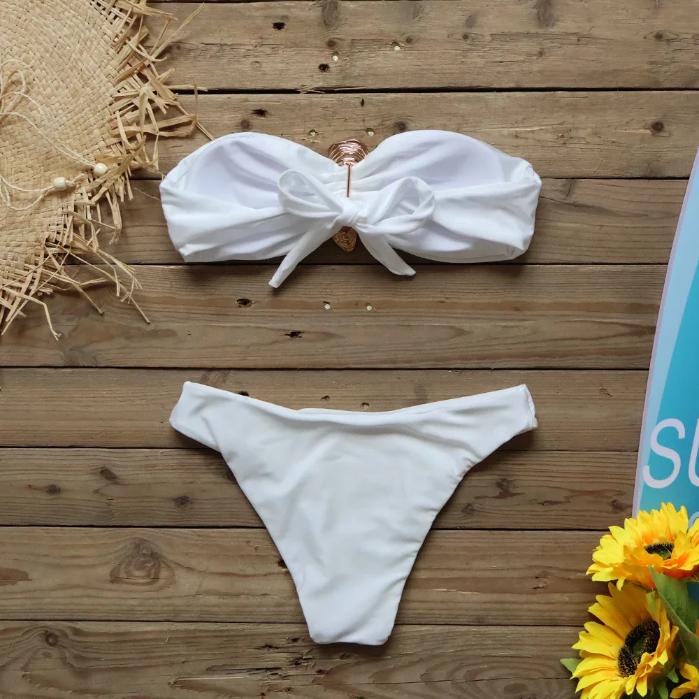 2024 섹시한 로우 웨이스트 비키니 세트 수영복 여성 수영복 여성 솔리드 반도 Strappy Beachwear 수영복 브라질 비키니