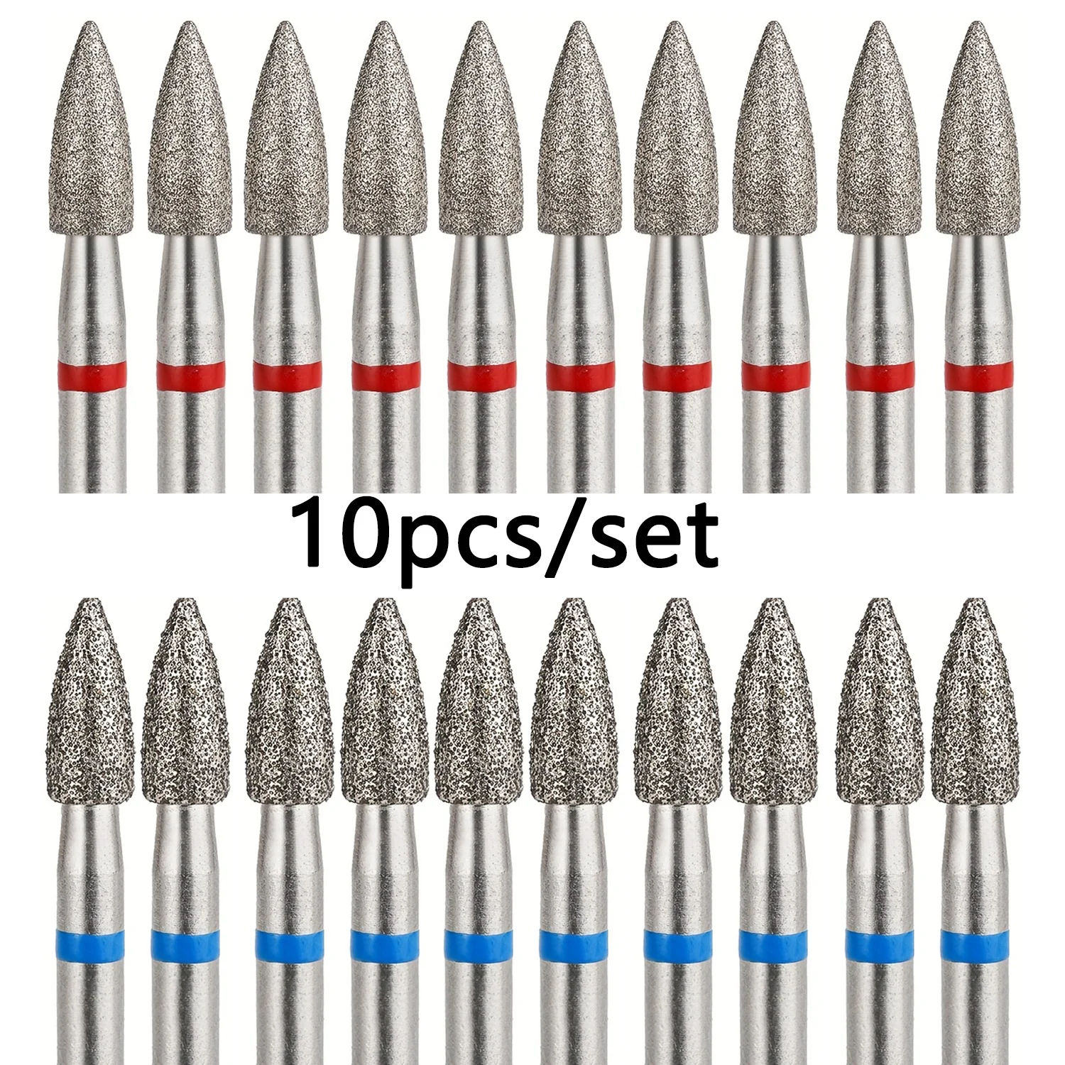 10pcs/set 3mm Cone Diamond Cuticle Bit Manicure Drills Nails Accessories Tools