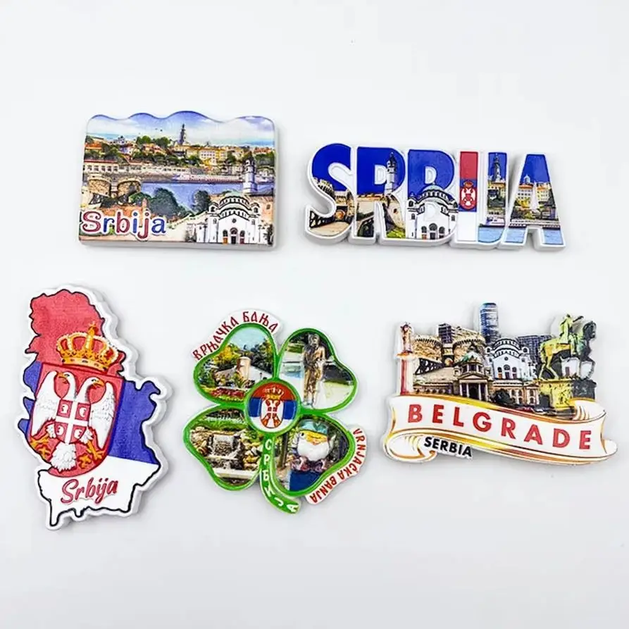 Serbia Belgrade Resin Fridge Magnet Ornament UV Printing 3D Crafts Refrigerator Magnets Sticker Tourist Souvenir Gift Home Decor
