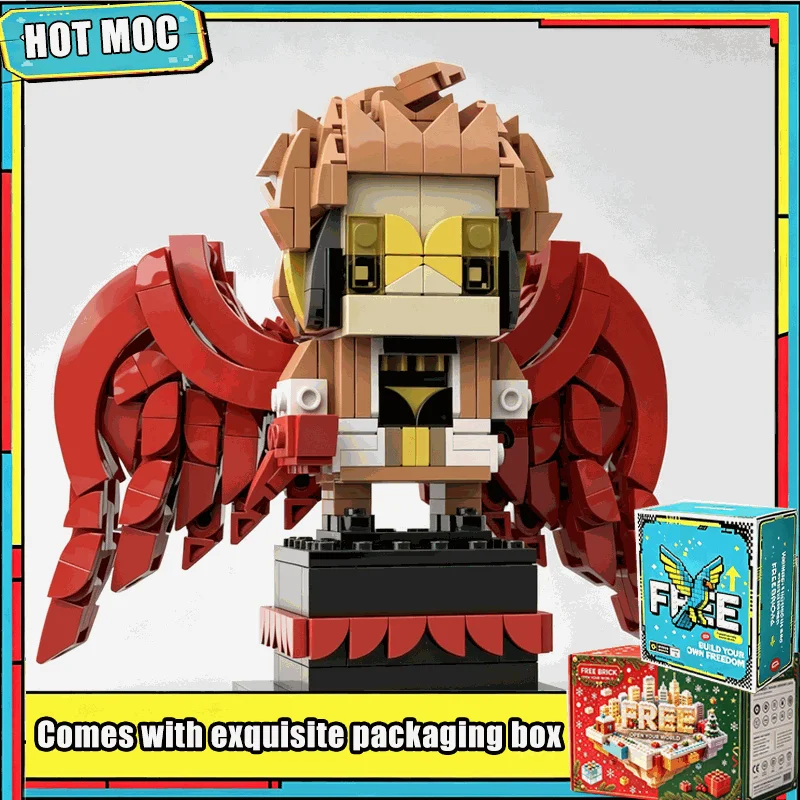 602PCS MOC Winged Hero Figure Model With Red Wings Technical Building Blocks DIY Assembly Creative Educational Collection Gifts