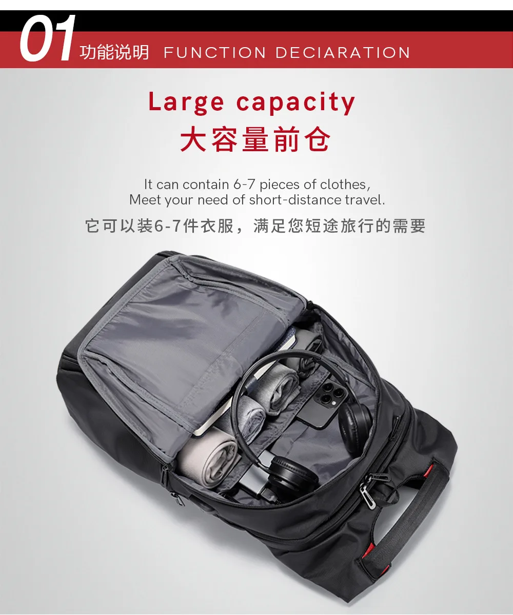 Anti theft expandable roll top backpack with laptop pocket waterproof large capacity outdoor backpack college school bag